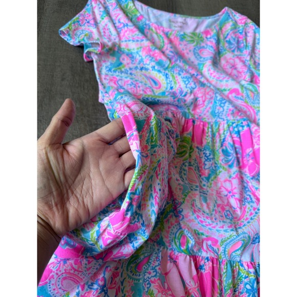 Lilly Pulitzer Tropical Paisley Floral Print Tiered Mini Dress S Resort Summer - Picture 10 of 11